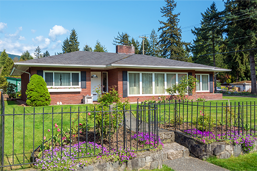 Street view of beautiful suburban house